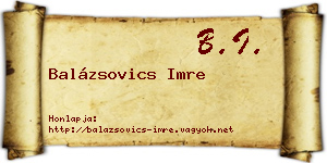Balázsovics Imre névjegykártya